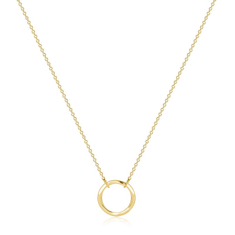 Fettero Pendant Necklace Gold Hammered Open Karma Circle Pendant 14K Gold Plated Dainty Simple Jewelry for Women - Image 1